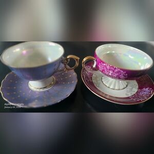 Elegant Purple and Mauve Teacup Set